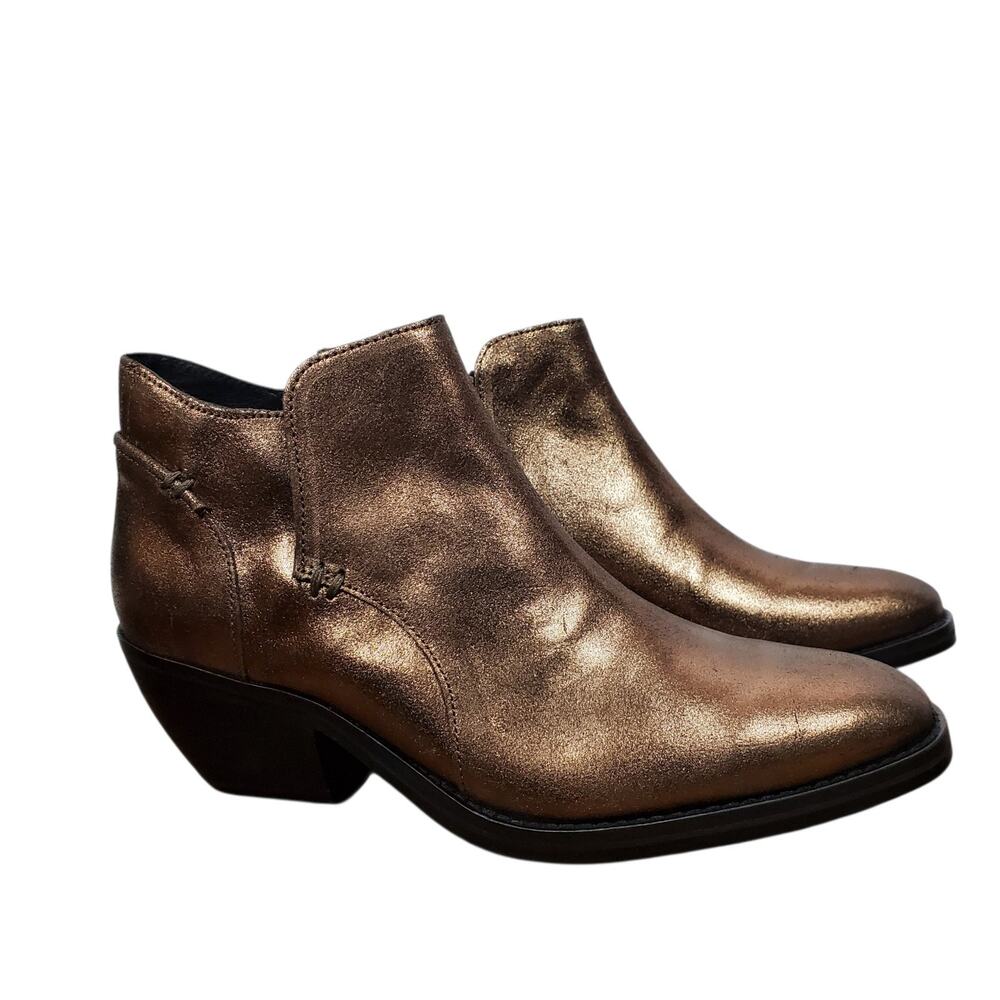 NEW J Shoes Amelia Leather Booties Womens US 8.5 EU 39 Bronze Heeled Ankle Boot